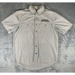 Harley Davidson Shirt Men's M Snap Button Up Short Sleeve Flap Pockets Shop